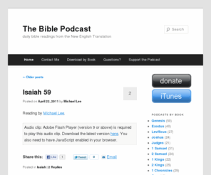 thebiblepodcast.org: The Bible Podcast
a chapter a day podcast reading from the New English Translation of the Bible