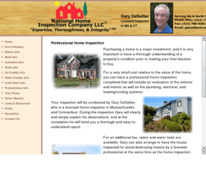 nationalhomeinspectioncompany.com: National Home Inspection Company
We provide home inspection services throughout Western Massachusetts, including Hampden, Hampshire, Franklin and Berkshire.  We also services part of Connecticut.