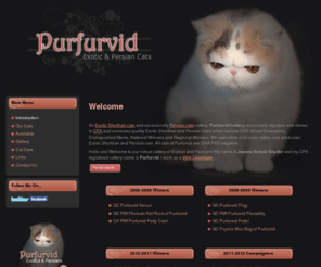 exotic-persian-cats.com: Purfurvid:
Exotic Shorthair Cats & Persian Cats
Quality purebred Exotic Shorthairs and Persians, kittens, and cat care advice.