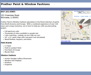 evanstonpaint.com: Prather Paint &
Window Fashions Evanston 60201, 60202
Evanston Paint. Prather Paint is a full service paint store serving Evanston, Illinois for 40 years. Contact us at (847) 251-6905