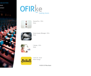 ofirkaner.com: OFIRke - making music
Music for picture,TV, Sound design, Music production and more.