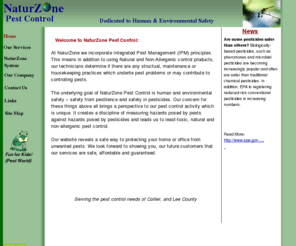 naturzoneswfl.com: NaturZone Home Page
Providing Integrated Pest Management (IPM), using Natural, Ordorless, Non-Allergenic products. 