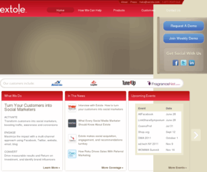 extole.com: Social marketing platform - Refer a friend programs, and Facebook tools - Extole
Extole helps brands harness the marketing potential of the growing social channel. We design, deploy, and optimize referral-based customer acquisition programs, social recommendation campaigns, and other customer-powered programs.