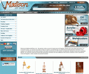 madisonartshop.com: Art Supplies at Madison Art Shop
Art Supplies, including Fine Art Supplies, Artists Easels, and more at discounted prices! Choose from over 12,000 products online and save money!