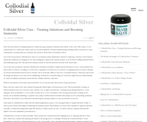 e-colloidalsilver.com: Colloidal Silver Articles
Get information about colloidal silver and read about the benefits of colloidal silver. Decide for yourself.