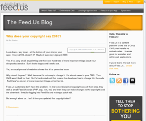 feedusblog.com: Feed.Us
Feed.Us, the content delivery platform, is a content management and web content syndication platform.