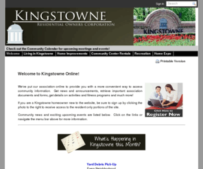 kingstowne.org: Kingstowne Residential Owners Corporation - Welcome to Kingstowne Online!
