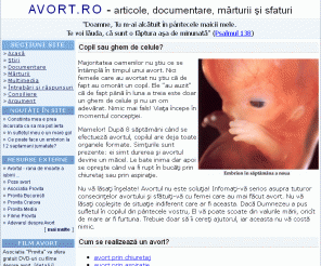 avort.ro: AVORT.RO - Adevarul despre avort
Articole, documentare, marturi si sfaturi despre avort