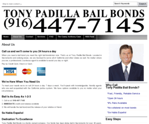 tonypadillabail.com: Tony Padilla Bail Bonds
Sacramento Bail Bonds - Arrested? Get out of Jail FAST. Call Tony Padilla Bail Bonds. (916) 447-7145