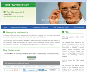 mymedics.net: CARISOPRODOL. Low Prices. WorldWide Shipping.
Get your CARISOPRODOL for as low as $1.30 per pill and even cheaper right now! Best quality Carisoprodol from fully licensed pharmacies through reliable online pharmaceutical broker services.