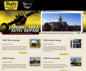 tuffylansing.com: Tuffy Lansing - Tire and Auto Service | Repair Brake Shop Oil Change Coupons Car Exhaust Mufflers Lansing, MI
At Tuffy Tire and Auto Service, we realize that our future success is determined by how well we exceed our customer’s expectations 
by providing quality parts and services for your vehicle at an exceptional value.