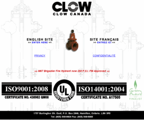 clowcanada.com: Clow Canada - Home Page / Page d'acceuil fire hydrant
fire hydrant,bouches d'incendie,gate valve,butterfly valve,awwa