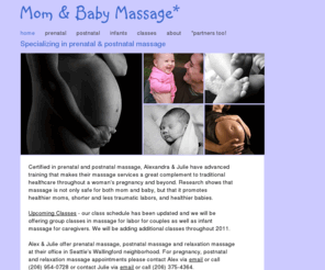 seattlepregnancymassage.com: Specializing in prenatal & postnatal massage
Certified in prenatal and postnatal massage, Alex has advanced training that makes her care a great complement to traditional healthcare throughout a woman's pregnancy. She offers pregnancy massage in Seattle's Capitol Hill neighborhood.