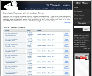 nyyankeestickets.info: NY Yankees Tickets
Consumer guide to buying NY Yankees tickets. NYYankeesTickets.info reveals the cheapest ticket sellers, NY Yankees schedule, premium tickets, and more!