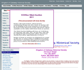 kchsoc.org: Home Page - Kingdom of Callaway Historical Society
The Kingdom of Callaway Historical Society continues to be the repository to archive the history of Callaway County.