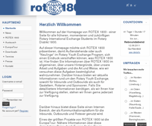 rotex1800.com: Willkommen auf der Startseite
Die Homepage von ROTEX 1800, einem Verein zur Betreuung von Rotary Austauschschülern im Rotary Distrikt 1800