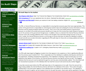 auditsteps.com: Audit Steps -- Surviving an Audit
An audit can be a scarey thing.  Follow these guidelines and make it through an IRS audit pain free.