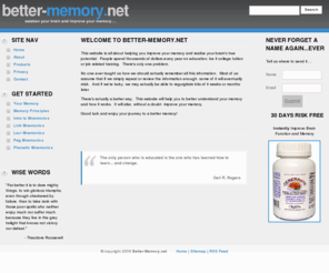 better-memory.net: Better Memory - Improve Your Memory
Improve Your Memory with Better Memory Techniques. Amazing Results.