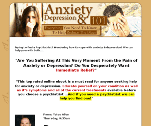 psychiatrist-finder.com: Find a Psychiatrist? Read This First!
Find a Psychiatrist & Help With Anxiety and Depression