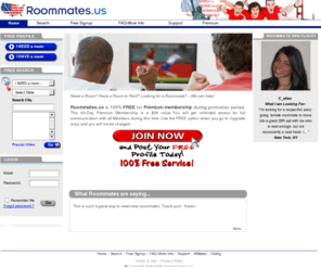 sharedvacationaccommodations.com: Roommates.us - America's Roommate Service - Roommates Rooms Shared Accommodation Homestay
Roommates.us is America's roommate service, a roommate matching service, that helps people find a roommate, a room or shared accommodation, and offers tools to help search for a roommate or room to share.