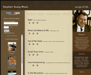 stephenyoungmusic.net: Stephen Young Music
Songs of life - featuring songs by Stephen Young and friends.