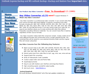 risnow.com: Convert RM to avi, RM to dvd, RM to vcd, AVI to DVD, AVI to VCD converter, Convert mpeg to dvd/vcd/svcd, dvd to vcd, vcd to dvd converter
Any Video Converter is a powerful AVI MPEG converter which can convert AVI to MPEG, 
	convert WMV to MPEG and convert DivX to MPEG.