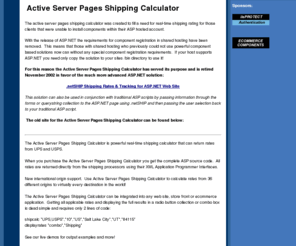 aspshipcalc.com: ASP.NET Shipping Rates and Tracking (Active Server Pages Shipping Calculator)
