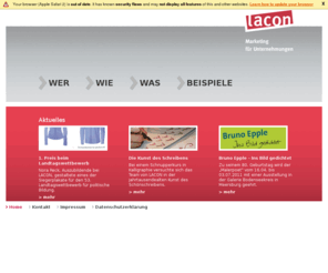 lacondesign.com: Startseite der LACON Marketing GmbH
Willkommen bei LACON Marketing für Unternehmungen, Ihre Marketing-Agentur am Bodensee.