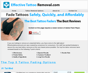 effectivetattooremoval.com: Effective Tattoo Removal Products – Compare Leading Tattoo Removers
Most effective topical tattoo removal products reviewed. Compare and contrast tattoo removal creams before you spend thousands on laser treatments.