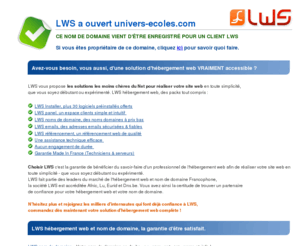univers-ecoles.com: LWS - Le nom de domaine univers-ecoles.com a t rserv par lws.fr
LWS, enregistrement de nom de domaine, lws a reserve le domaine univers-ecoles.com et s