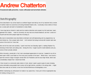 abcmedia.co.uk: Andrew Chatterton >> abcmedia.co.uk | Ocassional radio presenter, music enthusiast and armchair cricketer.
