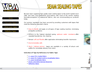 seamseal.co.uk: Seamseal.co.uk WBM Seam Sealing Tapes
Seam Seal UK - experts in Seam Sealing Technology and Seam Sealing Tapes for all applications