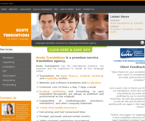 acutetranslations.com: Acute Translations – Language Translation Services, UK Agency
We are a premium translation service agency providing translation Service in field of Languages translation. Acute translations offer Language Translation service for documents related to 1373 languages including software translation services. Being best Language Translation Agencies we facilitate Language Translation Service for legal, finance, medical, and hospitality sectors.