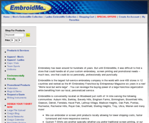 embroidme-detroit.com: Embroidme of Birmingham
EmbroidMe is your one-stop shop for embroidery, screen printing, custom t-shirts, and promotional products.