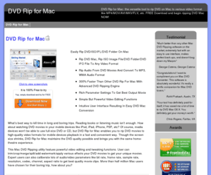 dvdripformac.com: DVD Rip for Mac–rip DVD Mac,DVD Ripper for Mac
DVD Rip for Mac can easily rip DVD Mac without quality loss. 3X Faster than other DVD Ripping Mac tools. FREE download and convert AVI to MAC on Mac now!