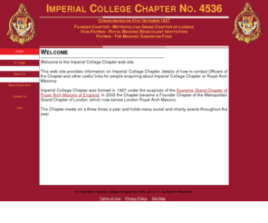 ic-chapter.org: Imperial College Chapter No. 4536 - Home
Welcome to Imperial College Chapter No 4536 web site.
