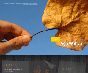 agawahyu.com: hello >  agawahyu.com
The official homepage of Aga Wahyu, a web and graphic designer based in Jakarta, Indonesia.