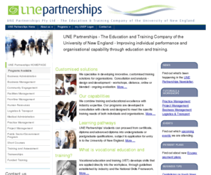 unepartnerships.com.au: UNE Partnerships - The Education & Training Company of the University of New England
UNE Partnerships is a national Registered Training Provider (RTO) of vocational and professional education and training across a full range of areas and levels. All programs are offered in a range of delivery methods including distance education and residential. Workplace training and asessment.