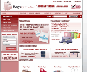 bagsonthenet.com: Promotional Bags | Custom Packaging | Printed Bags
Promotional Bags, Custom Packaging, Custom Printed Bags
 Bags on the Net offers the best plastic, paper, eco-friendly, custom made logo bags at discount prices on the net!