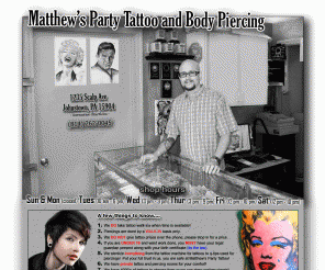 matthewspartytattoo.com: Matthew's Party Tattoo
Johnstown's #1 tattoo and body piercing shop!