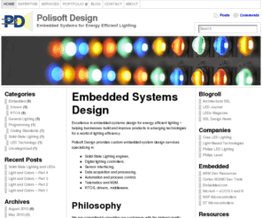 polisoftdesign.info: Polisoft Design - Embedded Systems for Efficient Lighting
Excellence in Embedded Design for Solid State Lighting. Embedded systems for efficient lighting using high power LEDs. Embedded software design and development for intelligent light control devices.