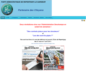 repentignylegardeur.org: Parti démocratique de Repentigny - Le Gardeur
Le Parti Démocratique Repentigny - Le Gardeur vous souhaite la bienvenue à son site informatif de la politique Repentignoise. Une équipe pleine de rigueur qui na pas froid aux yeux!