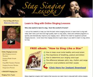 starsinginglessons.com: How to Learn to Sing with Online Singing Lessons
Learn how to sing with free online singing lessons. These BEST 4 learn to sing programs make learning to sing EASY, FAST & 100% Guaranteed!