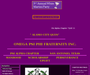 alamocityques.com: Alamo City Ques
Psi Alpha Chapter of Omega Psi Phi Fraternity, Incorporated.  Located in San Antonio, Texas