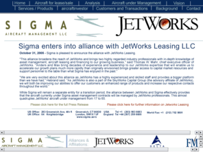 sigma.aero: Sigma Aircraft Management - Aircraft Remarketing and Lease Management
Aircraft remarketing, aircraft leasing, aircraft management, aircraft investments, aircraft sourcing, aircraft sales and financing of aircraft assets provided on an individual task basis or by a turn-key solution for investors and airlines.