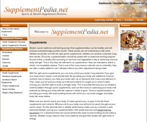 supplementpedia.net: Supplements
Sports supplement and nutritional supplement reviews and information. Where to buy and frequently asked questions.