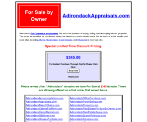 adirondackappraisals.com: AdirondackAppraisals.com - Buy It & Build It Now!
This Domain Name is currrently For Sale by Dot Commerce Incorporated