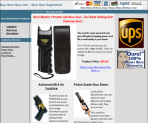 buy-stun-gun.com: Stun Guns for Sale - Police Grade Stun Batons - Taser Guns
Buy stun guns, quality m18 air tasers and police grade stun baton self defense products, including safety guidelines and training practices information.