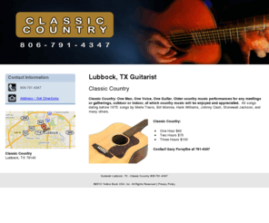 classic-country.net: Guitarist Lubbock, TX - Classic Country 806-791-4347
Classic Country of Lubbock, TX provides professional country guitar playing services for parties or events. Call 806-791-4347 today.