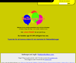 ballonger.net: Ballonger.net - Ballonger - Reklamballonger - Ballonger med tryck - 
Tillbehör - Ballons
